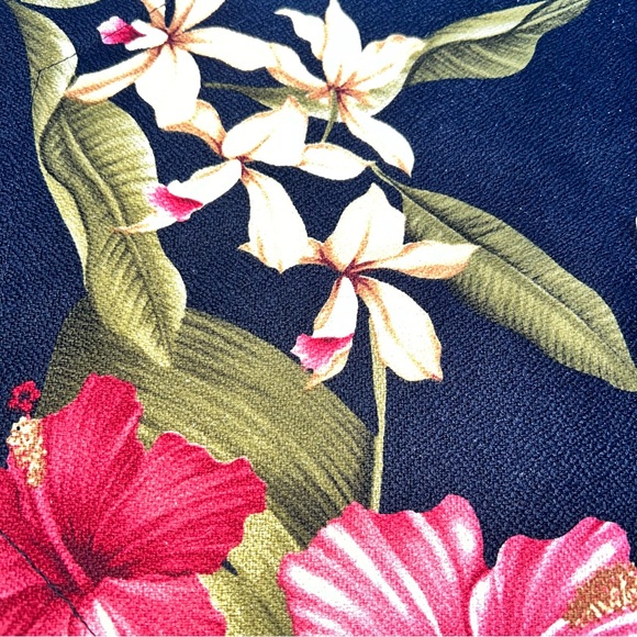 ALOHA Wear Tropical Floral Set of 4 Reversible Table Place Mats-Navy/Pink/Green - Picture 3 of 7